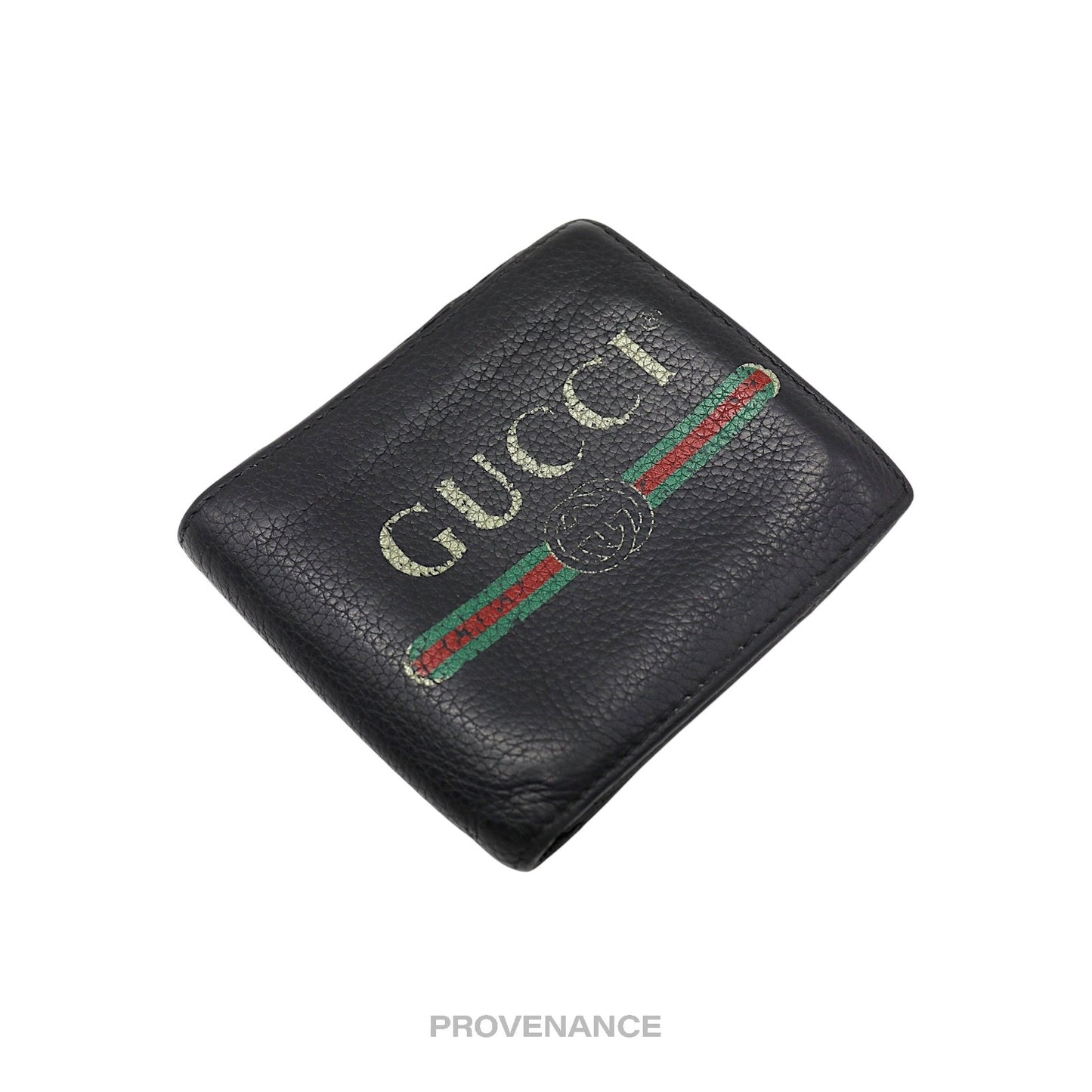 🔴 Gucci Vintage Logo Bifold Wallet - Black Leather