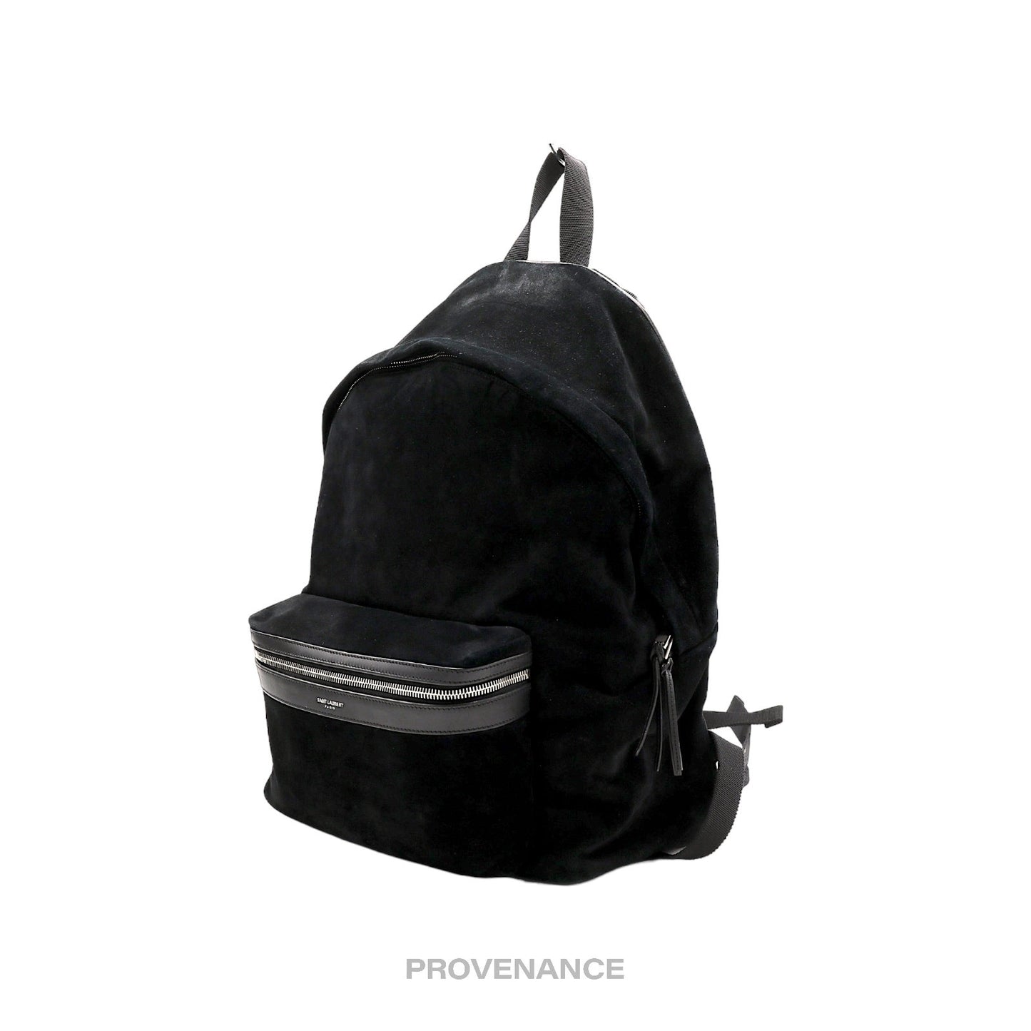 🔴 Saint Laurent Paris SLP City Backpack Bag - Black Suede