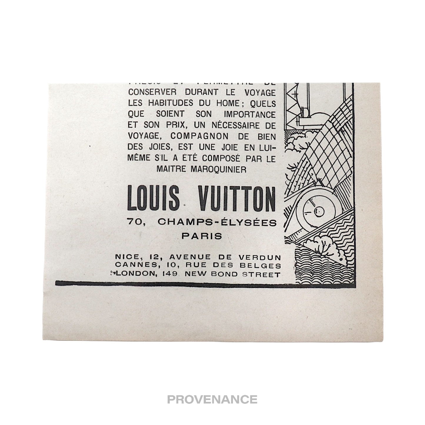 🔴 Louis Vuitton Antique Vintage Newsprint Ad - Travel Vanity Case