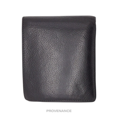 🔴 Balenciaga Logo Bifold Wallet - Black Leather