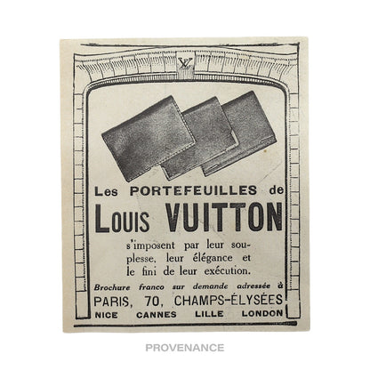 🔴 Louis Vuitton Antique Vintage Newsprint Ad - Wallets