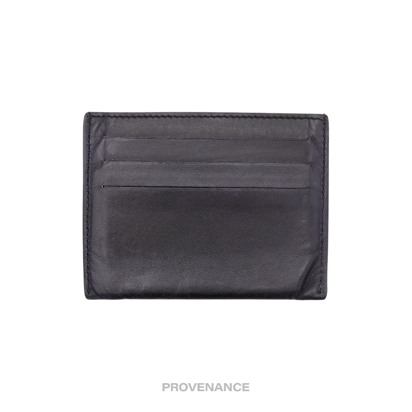 🔴 Givenchy Logo Card Wallet - Black Leather Metal Studs