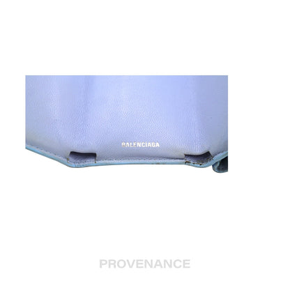 🔴 Balenciaga Papier Mini Card Wallet - Cloud Blue Leather