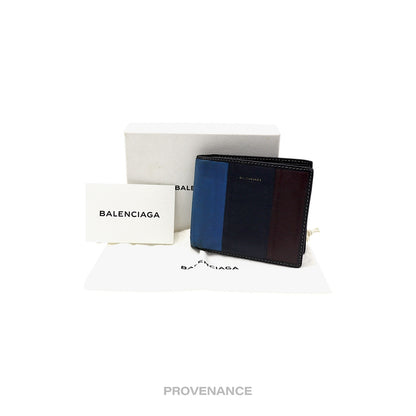 🔴 Balenciaga Bazaar Bifold Wallet - Blue/Black Patchwork