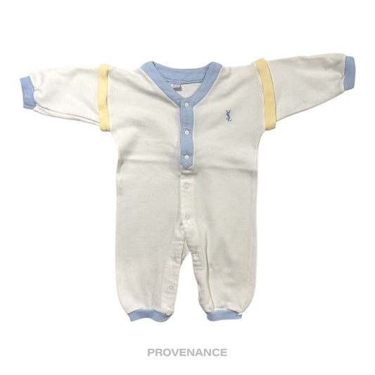 🔴 Yves Saint Laurent YSL Baby Onesie - White Blue Yellow