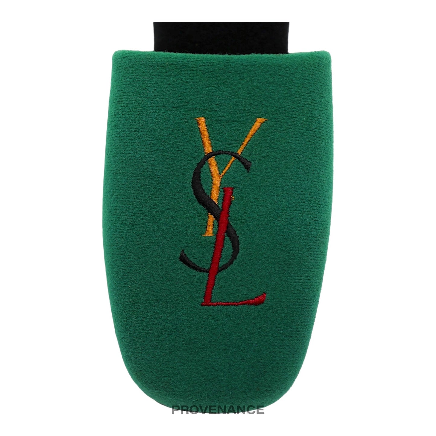 🔴 Yves Saint Laurent YSL Logo Slipper - Green Velour