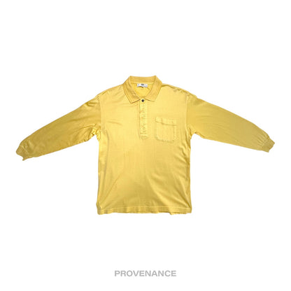 🔴 Balenciaga Logo Long Sleeve Polo Shirt - Powder Yellow M