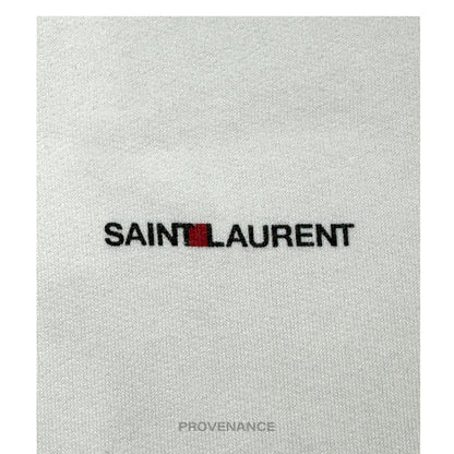 🔴  Saint Laurent Paris SLP Logo Hoodie - White Size XS