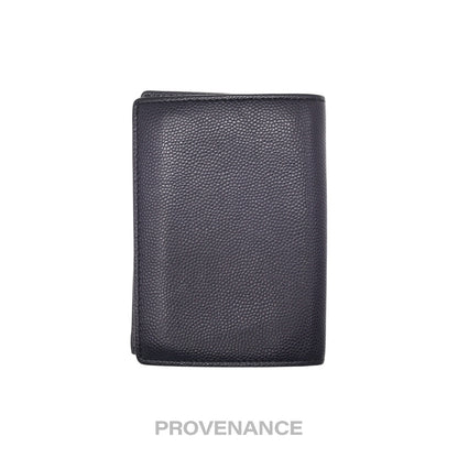🔴 Saint Laurent Paris SLP Pocket Card Wallet - Navy Leather