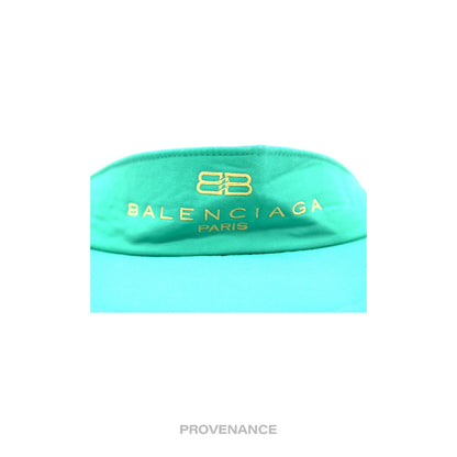🔴 Balenciaga BB Logo Embroidered Visor - Green Vintage NOS