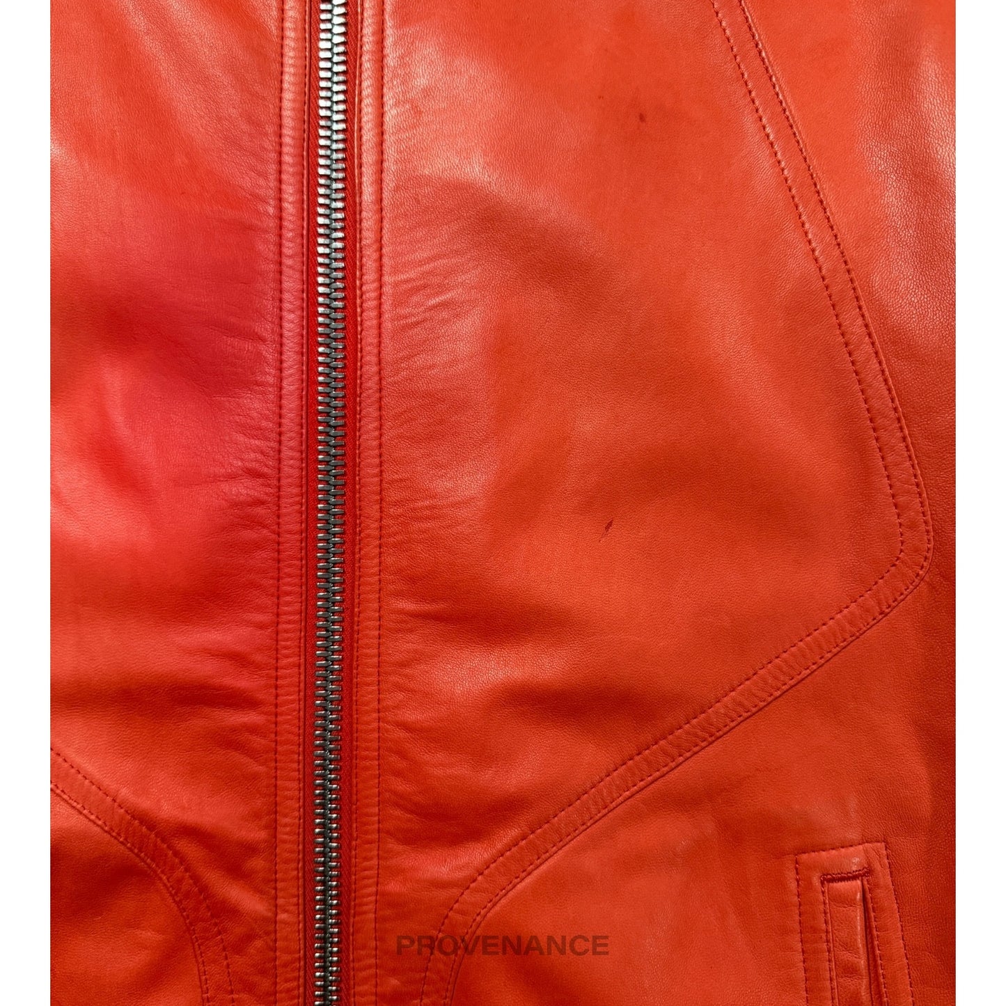 🔴 Rick Owens Walrus Intarsia Leather Jacket - 50 Red