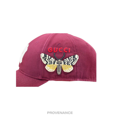 🔴 Gucci x NY Yankees Embroidered Hat Cap - Burgundy with Moth