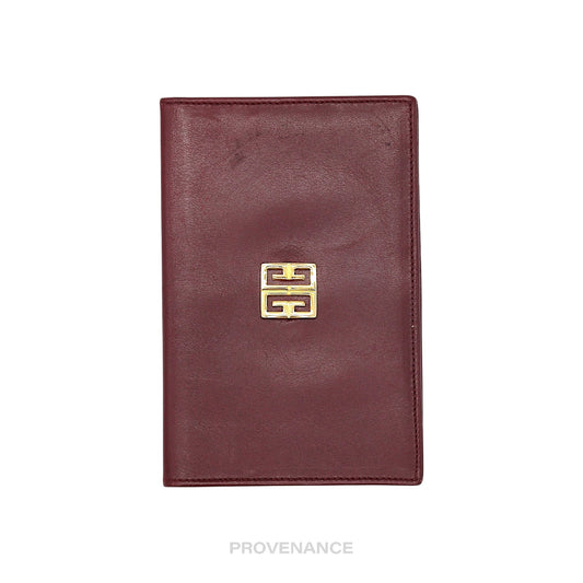 🔴 Givenchy 4G Logo ID Card Wallet - Burgundy Leather