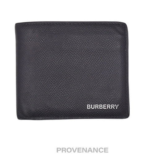 🔴 Burberry Logo Bifold Wallet - Black Grained Leather