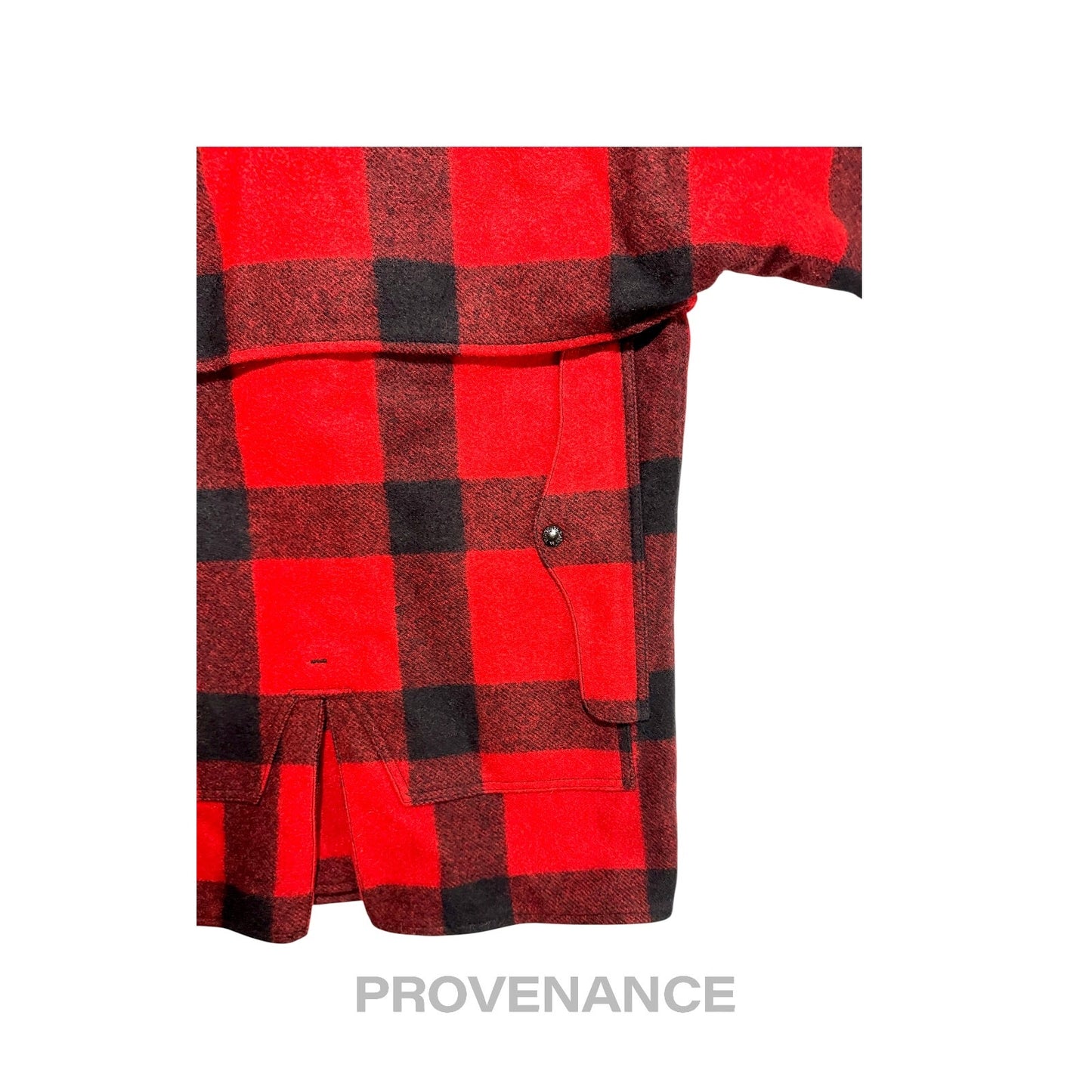 🔴 Filson Mackinaw Wool Packer Coat Red Black Plaid 38 S