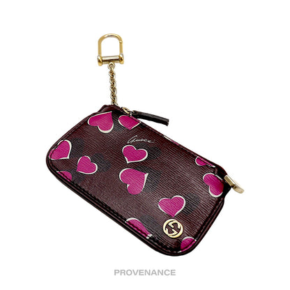 🔴 Gucci GG Heart Logo Key Pouch Cles - Red/Pink