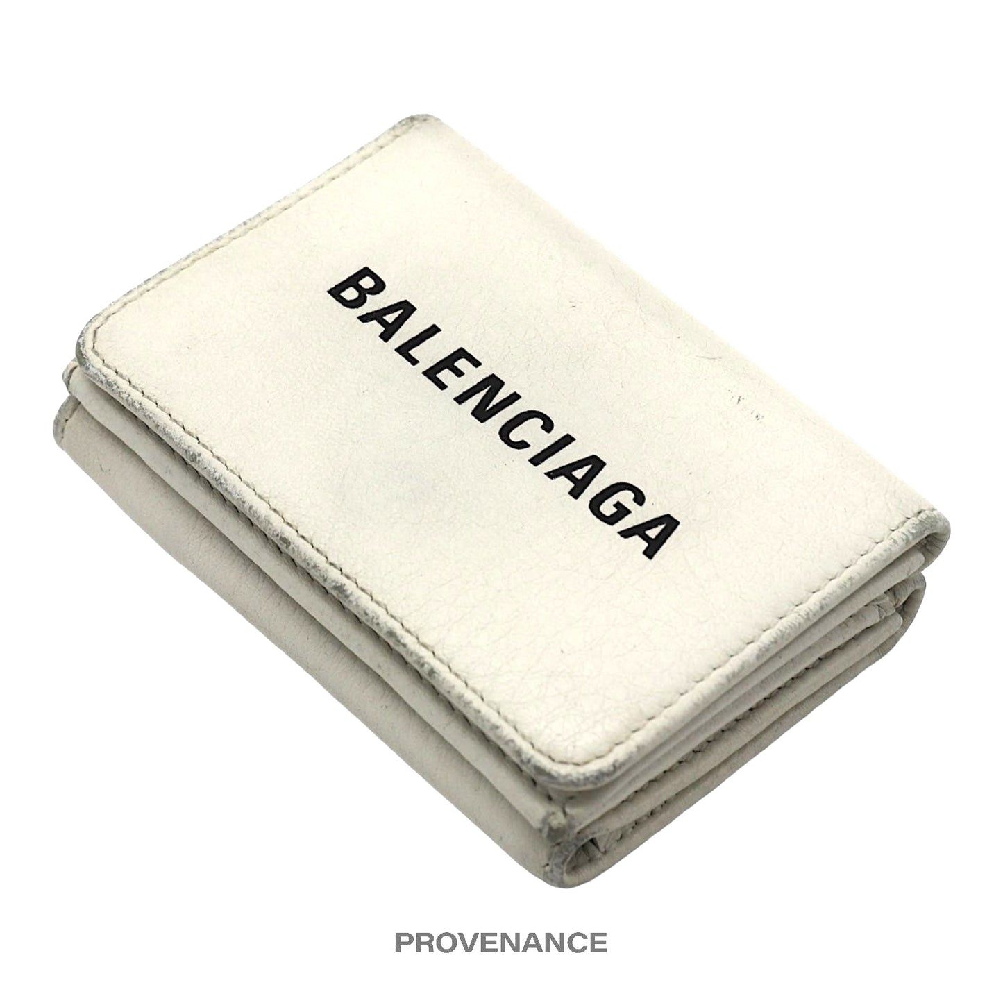 🔴 Balenciaga Logo Print Trifold Wallet - White