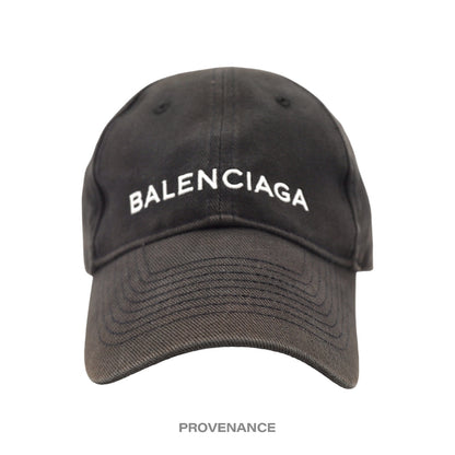 🔴 Balenciaga Embroidered Logo Cap - Washed Black