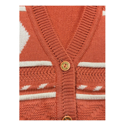 🔴 Balenciaga BB Logo Wool Sweater Vest - Orange/White L
