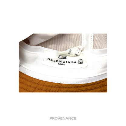 🔴 Balenciaga BB Logo Embroidered Bucket Hat - Golden Ochre