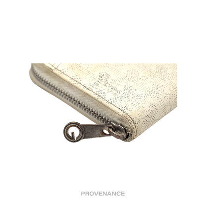 🔴 Goyard Matignon Zipped Wallet - White Goyardine