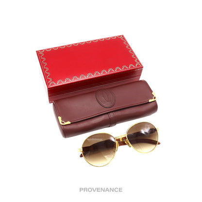 🔴 Cartier Bagatelle Wood Sunglasses- Brown