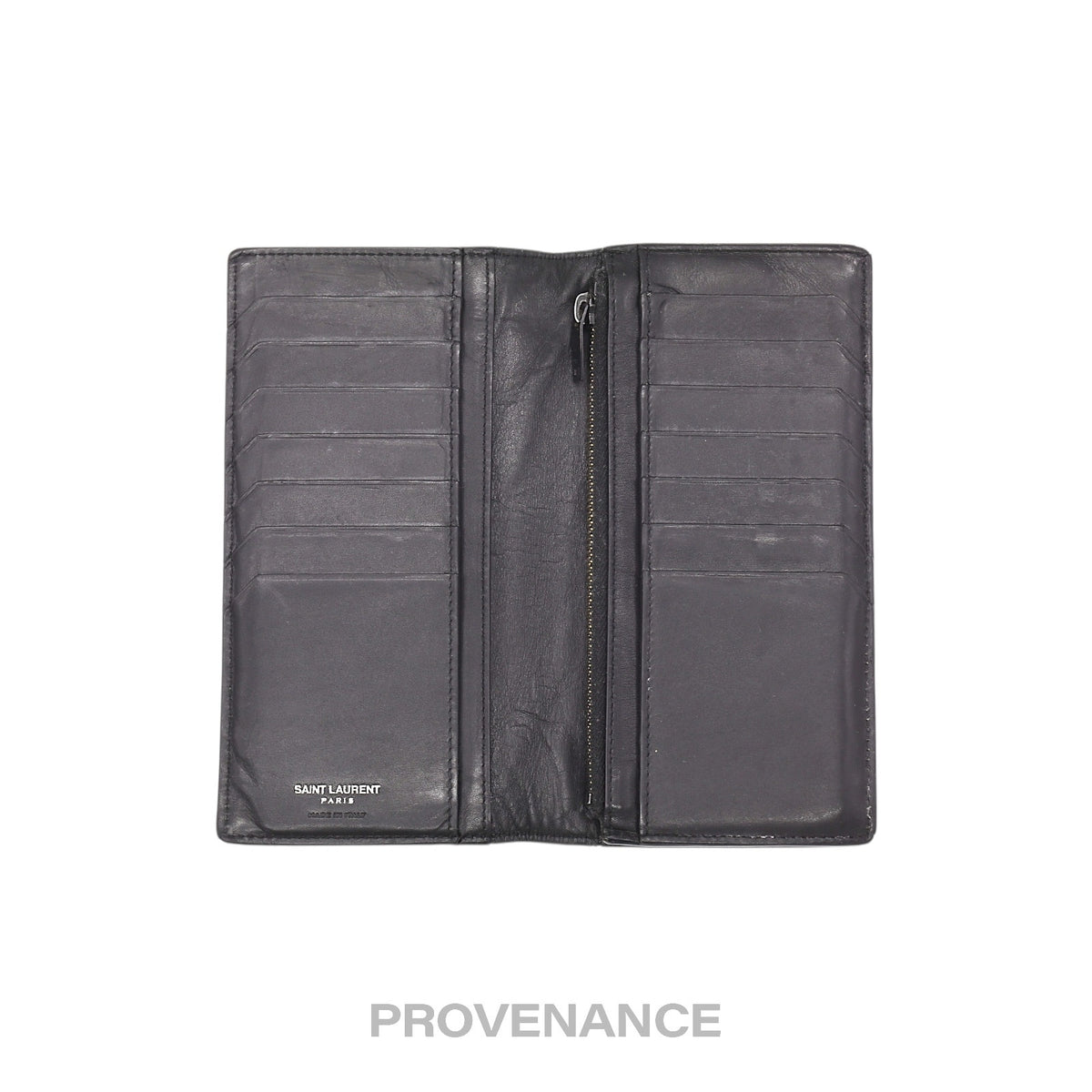 🔴 Saint Laurent Paris SLP Long Wallet - Black Calfskin Leather