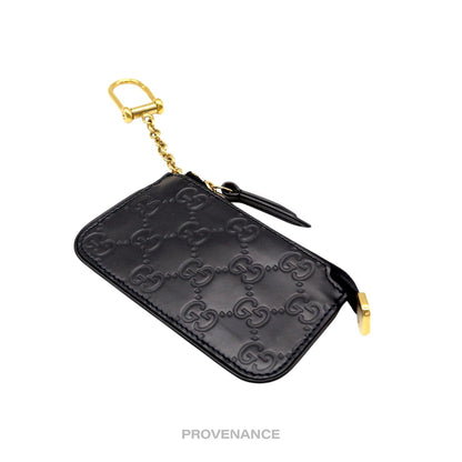 🔴 Gucci Key Pouch Cles - Black GG Guccissima Leather