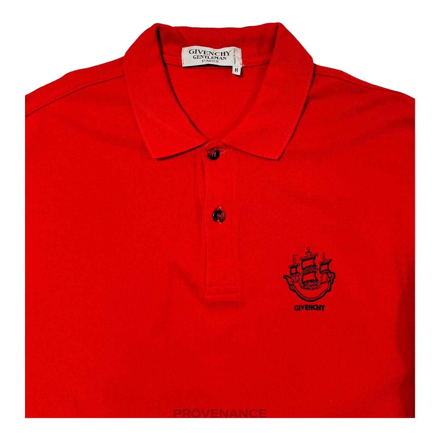 🔴 Givenchy Embroidered  Sailboat Logo Polo Shirt - Red M