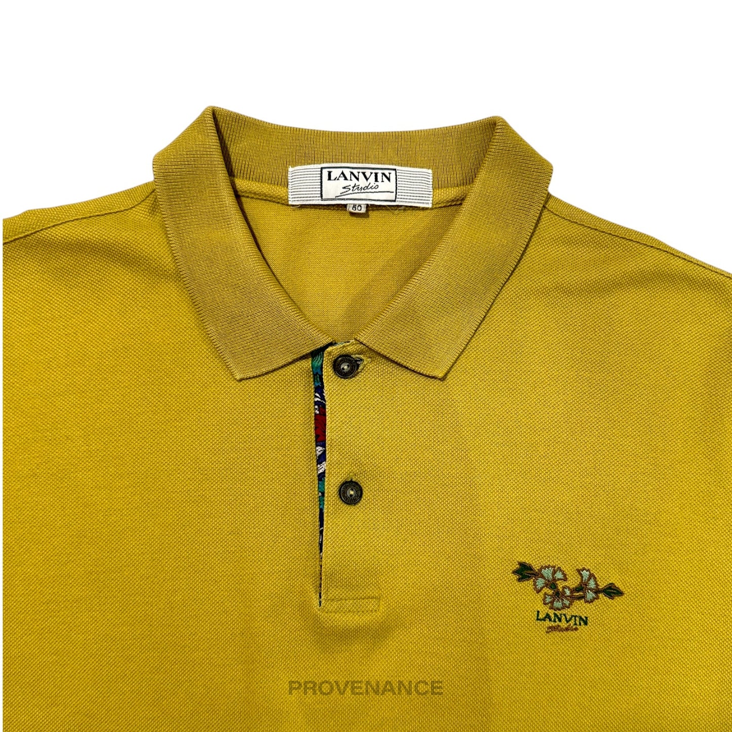 🔴  Lanvin Studio Polo Shirt Logo Floral - Golden Olive