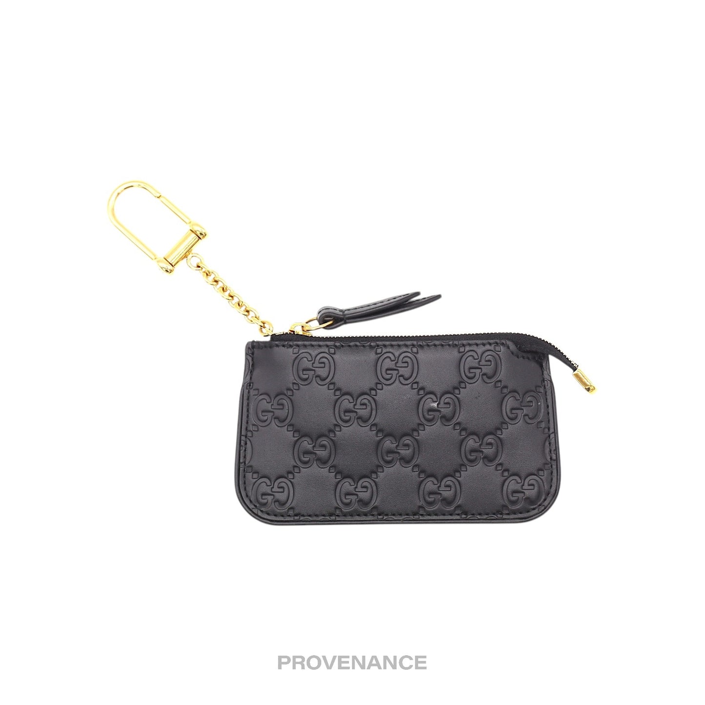 🔴 Gucci Key Pouch Cles - Black GG Guccissima Leather