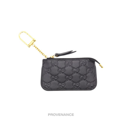 🔴 Gucci Key Pouch Cles - Black GG Guccissima Leather
