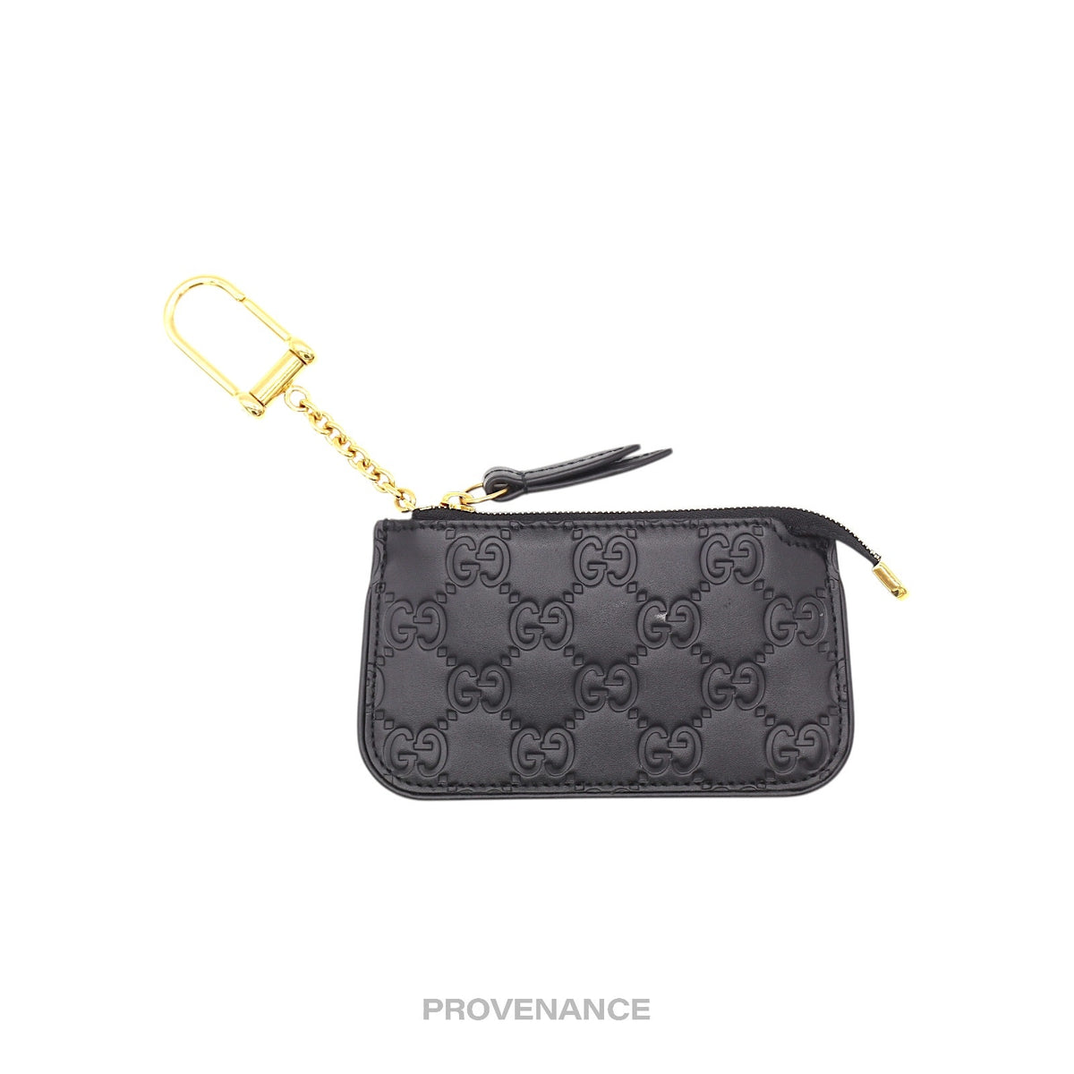 🔴 Gucci Key Pouch Cles - Black GG Guccissima Leather