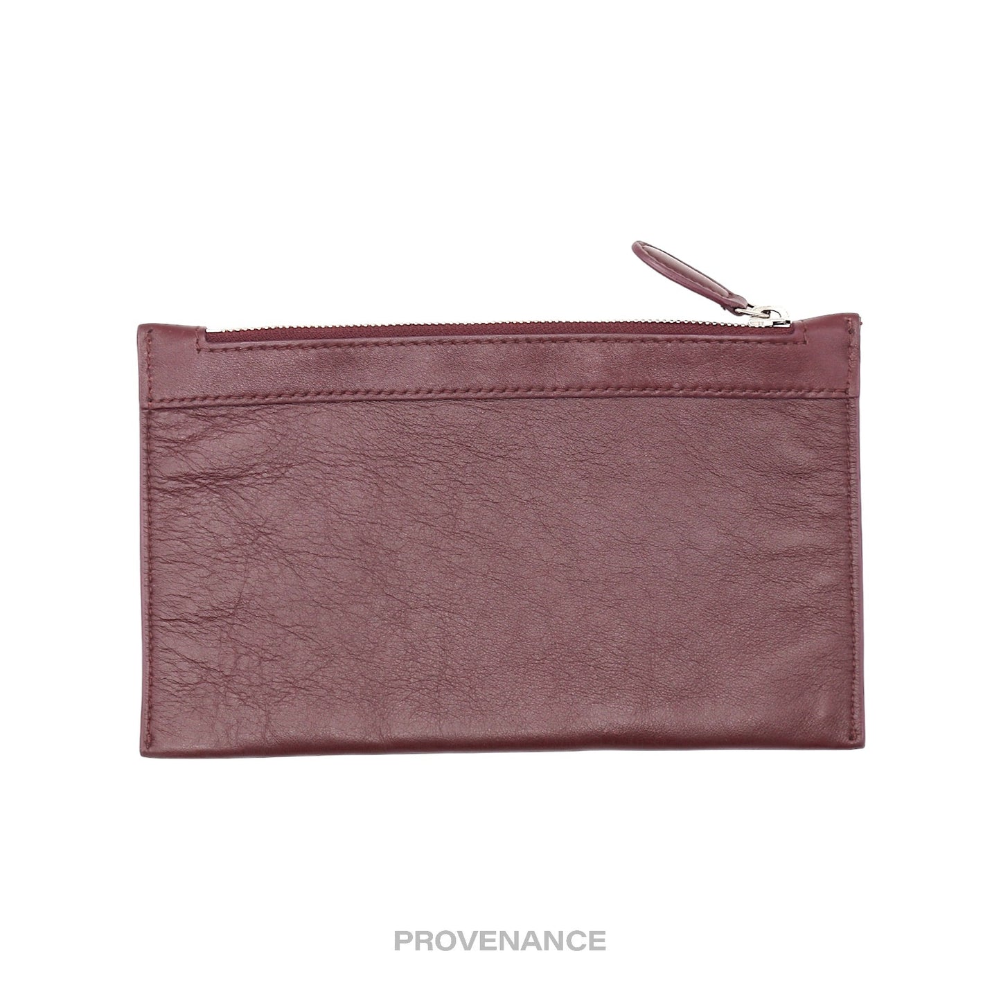 🔴 Balenciaga Zip Pouch Wallet - Bordeaux Leather