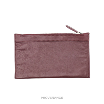 🔴 Balenciaga Zip Pouch Wallet - Bordeaux Leather