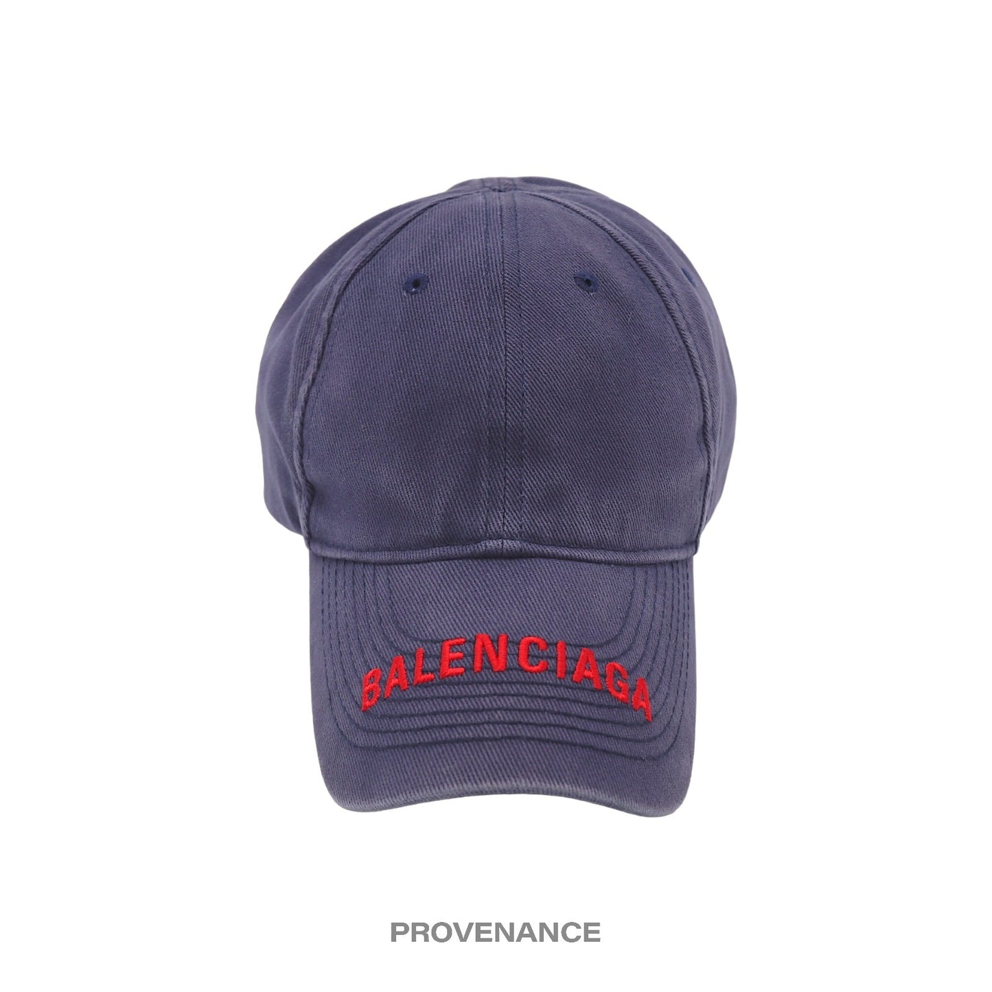 🔴 Balenciaga Brim Embroidered Logo Cap Hat - Washed Navy