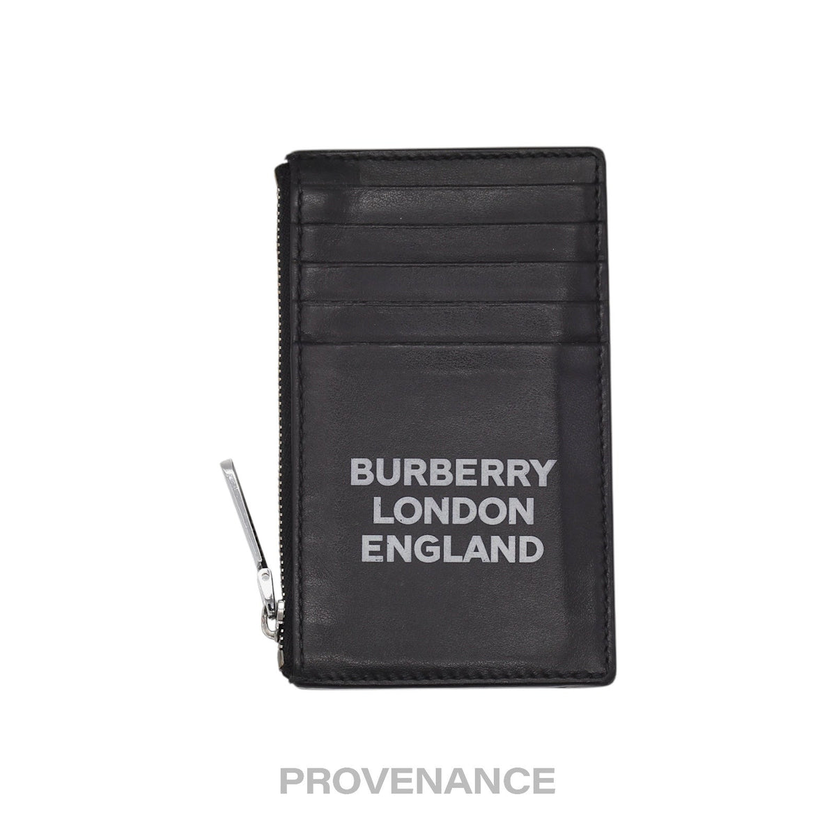 🔴 BURBERRY LONDON ENGLAND Zip Card Holder Wallet - Black