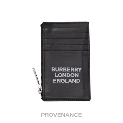 🔴 BURBERRY LONDON ENGLAND Zip Card Holder Wallet - Black