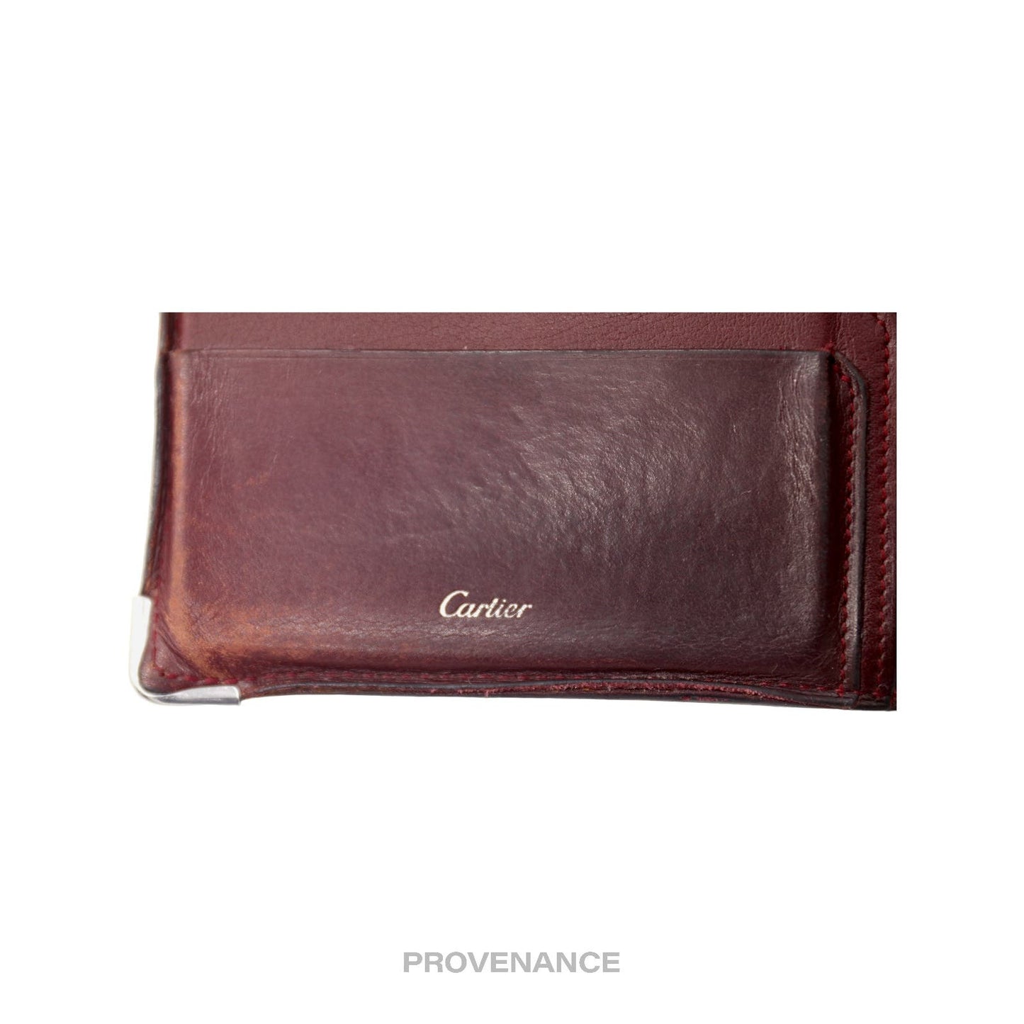 🔴 Cartier Bifold Wallet - Black & Burgundy Calfskin