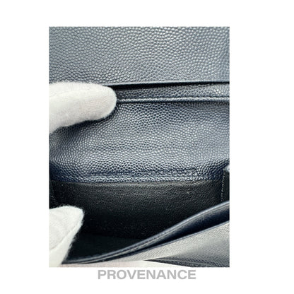 🔴 Saint Laurent Paris SLP Pocket Card Wallet - Navy Leather