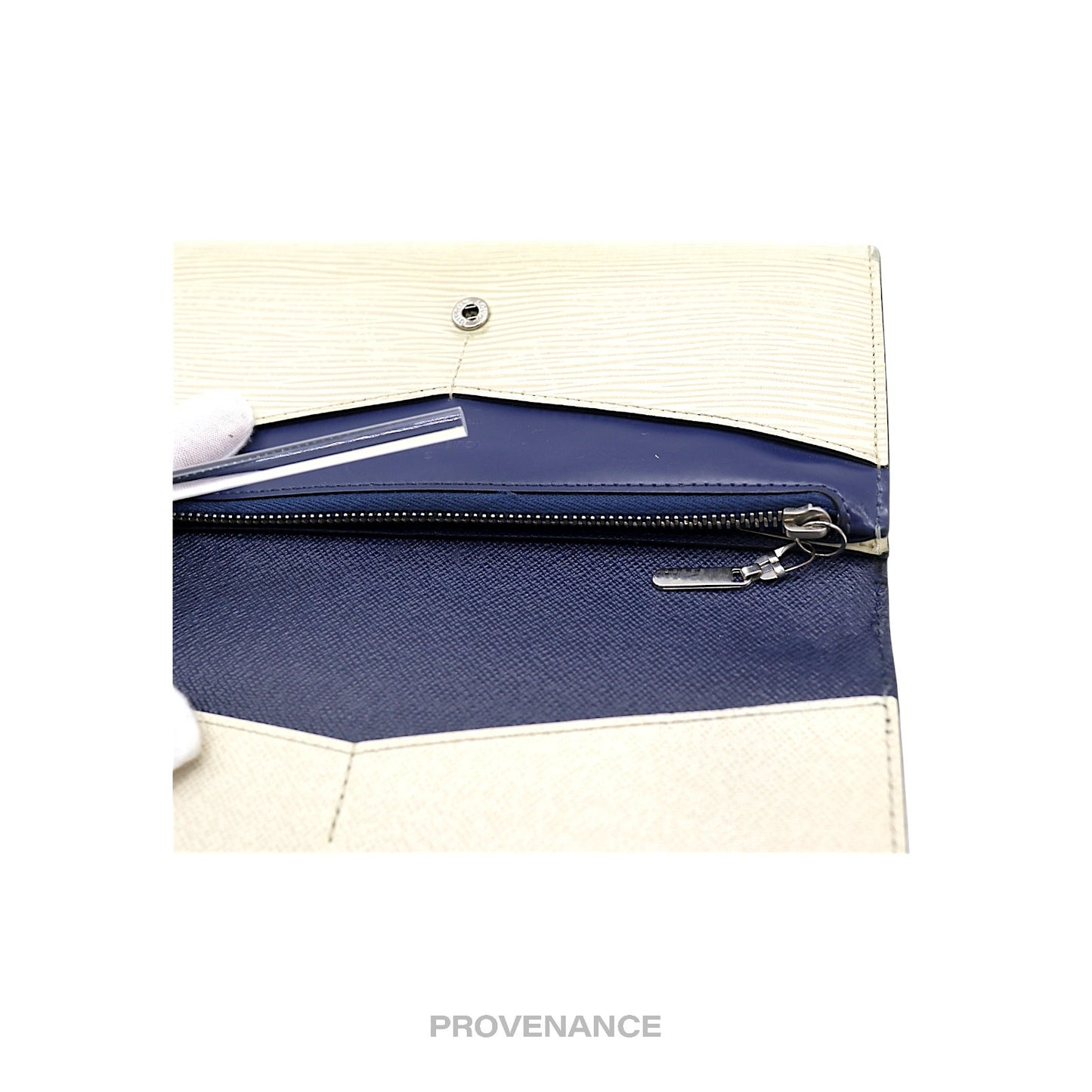 🔴 Louis Vuitton Long Wallet - White Blue Epi Patchwork