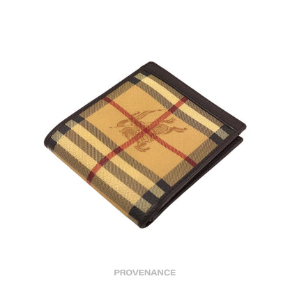 🔴 Burberry 8CC Trifold Wallet - Haymarket Check Chocolate