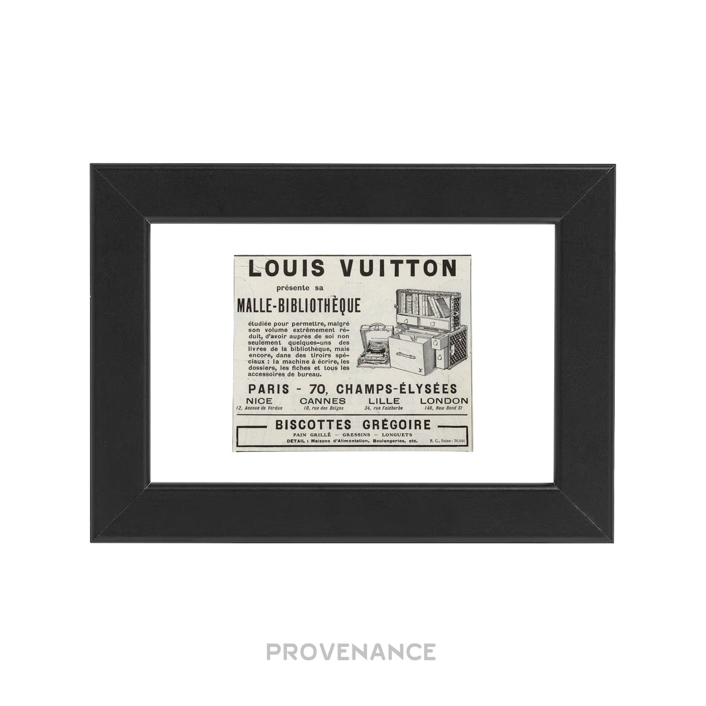 🔴 Louis Vuitton Antique Vintage Newsprint Ad - LIBRARY TRUNK