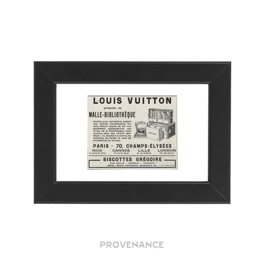 🔴 Louis Vuitton Antique Vintage Newsprint Ad - LIBRARY TRUNK