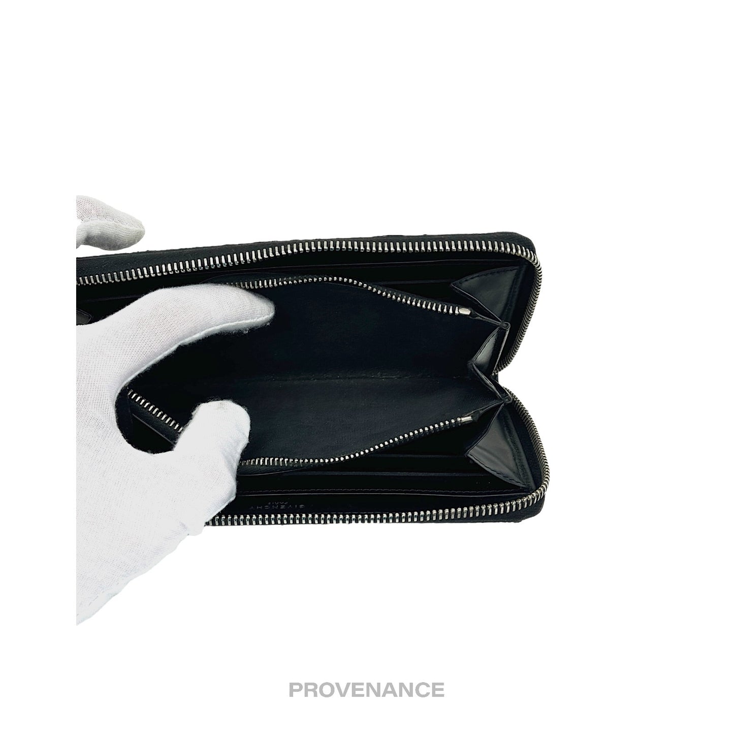 🔴 Givenchy Logo Zip Long Wallet - Shark Black