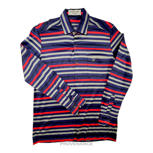 🔴 Givenchy Long Sleeve Polo Shirt -  Striped Cotton 2 M