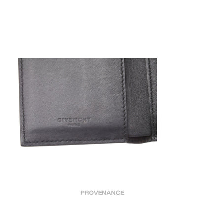 🔴 Givenchy Trifold Metal Cross Card Wallet - Black Leather