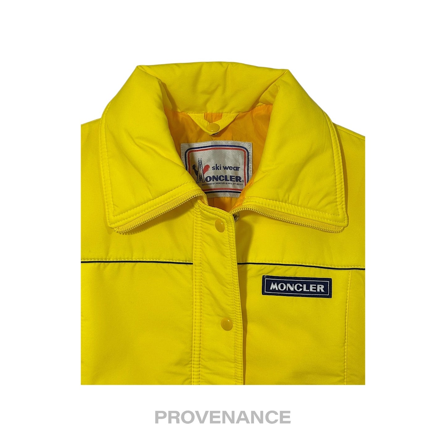 🔴 Moncler Logo Light Ski Jacket Coat - Yellow L Hood