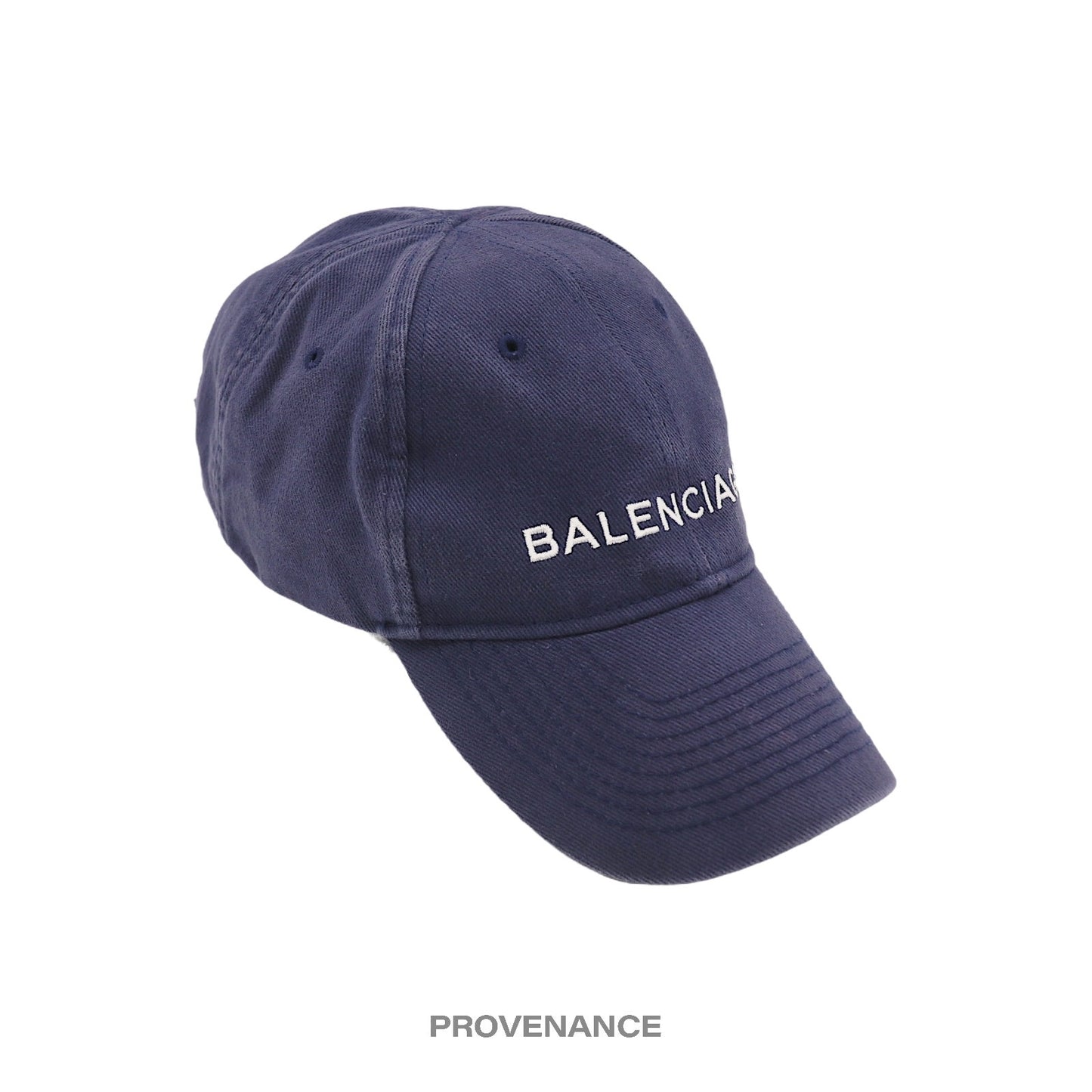 🔴 Balenciaga Embroidered Logo Cap - Washed Navy