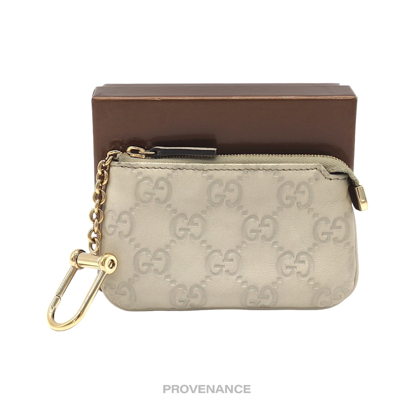 🔴 Gucci Key Pouch Cles - Ivory GG Guccissima Leather